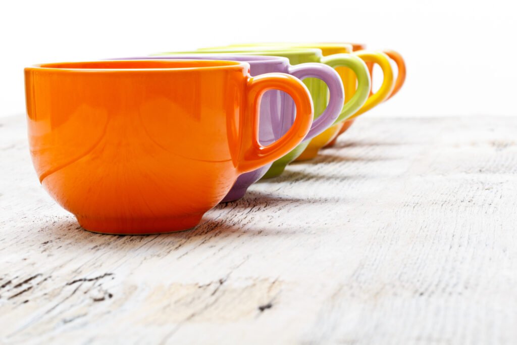 colorful tea cups coffee mugs